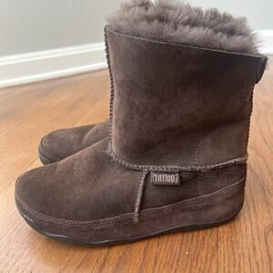 Fit Flop Mukluk Shorty Shearling Boots Size 8 Brown Suede